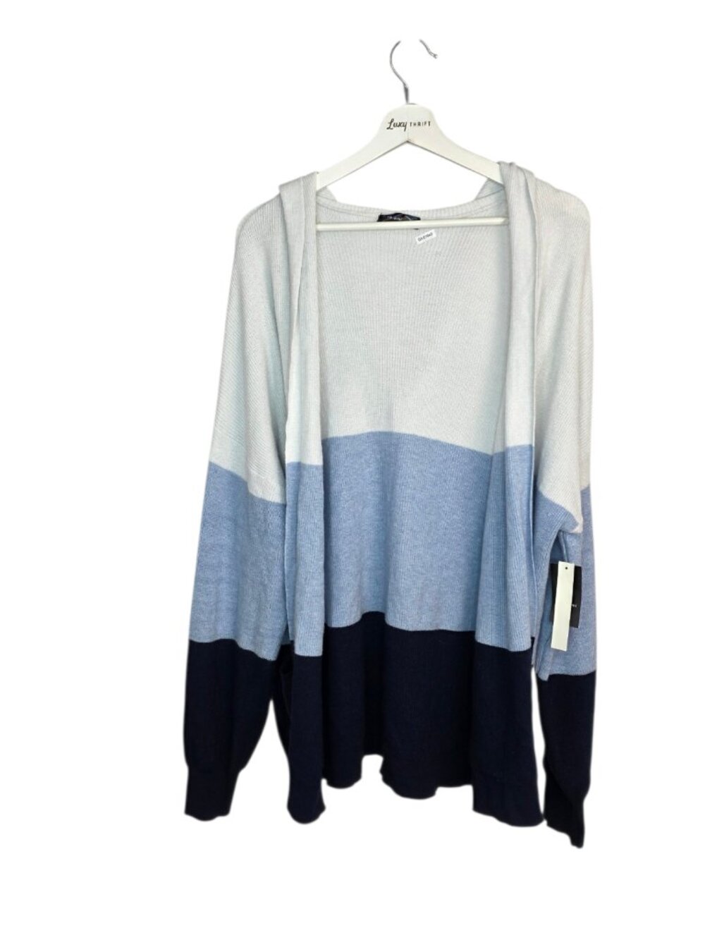 Verve Ami Cuddleluxe Hooded Pocket Cardigan, Open Front, Colour Block, Size L